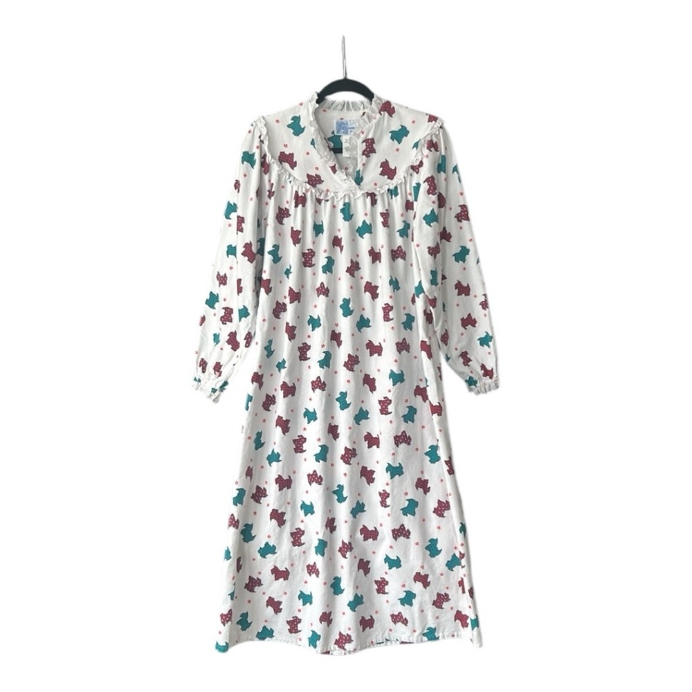Accentuette by Lanza of Salzburg Flannel Cotton Nightgown Tartan Scottie Dogs